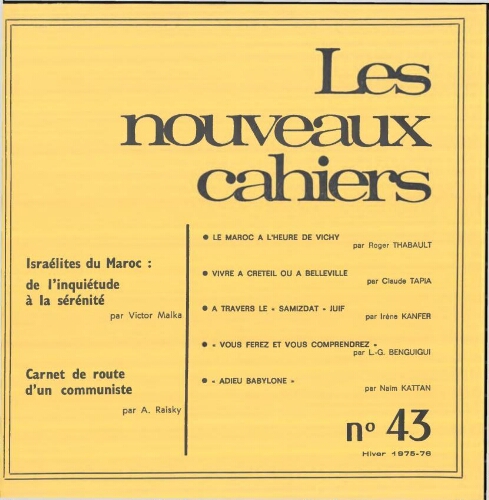 Les Nouveaux Cahiers N°043 (Hiver 1975-76)